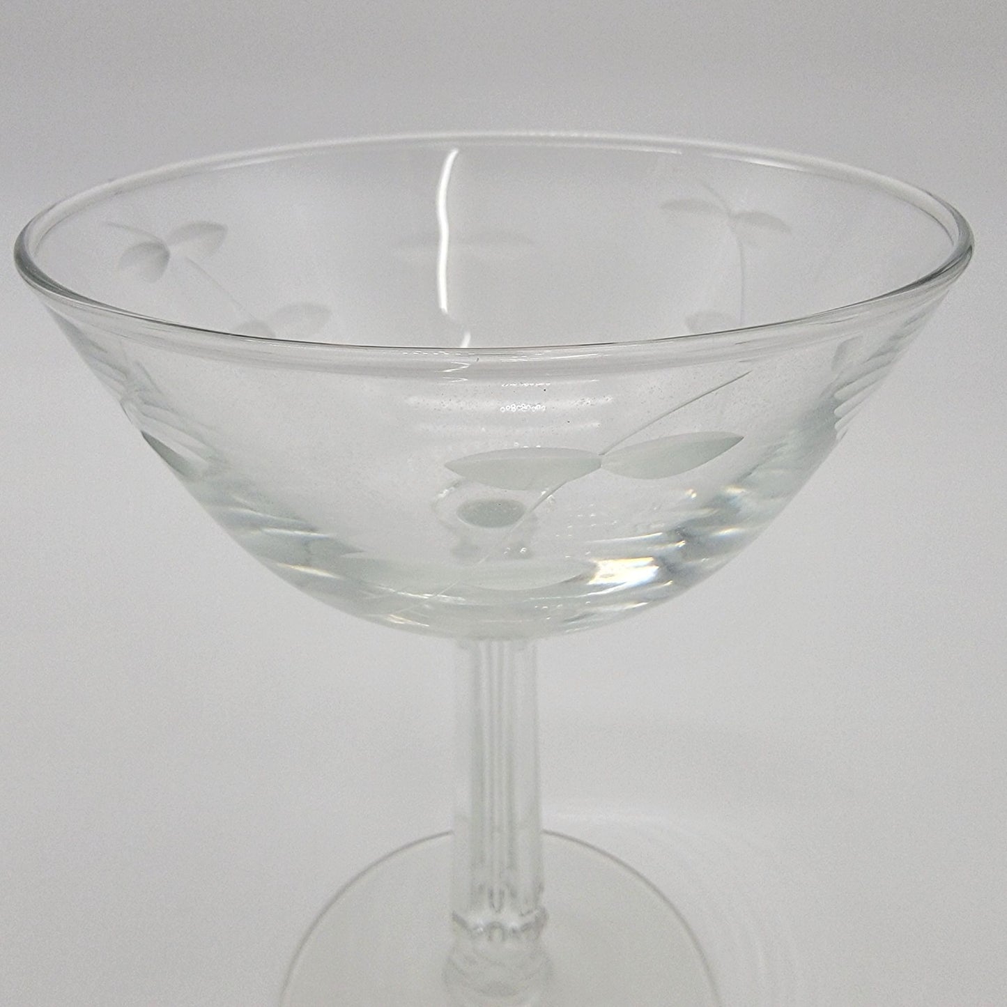 Vintage 1960s Etched Champagne Coupe Set Of 2