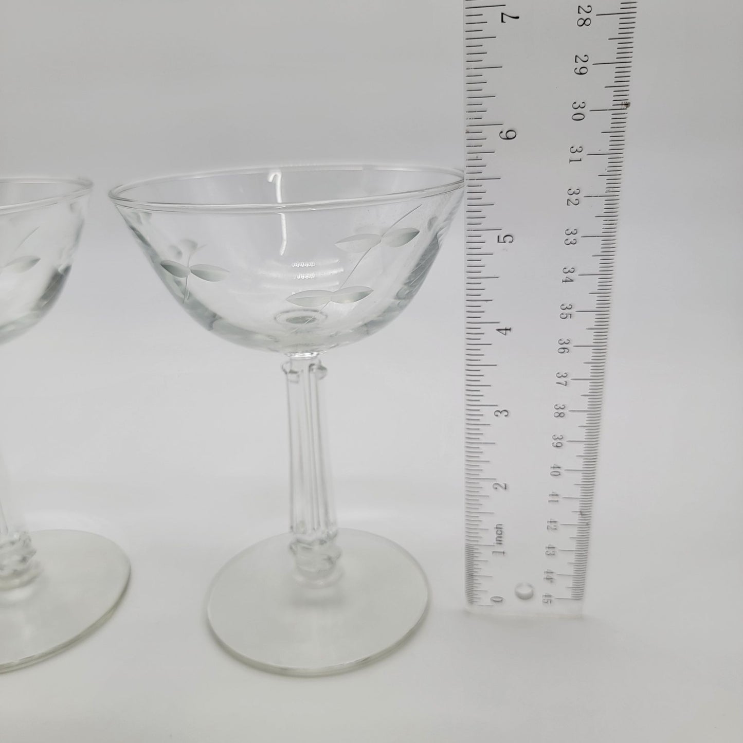 Vintage 1960s Etched Champagne Coupe Set Of 2