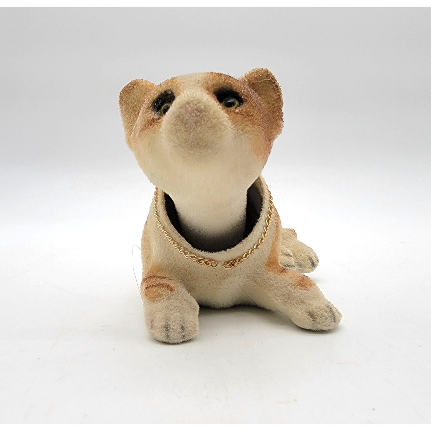 Vintage Flocked Nodding Head Tabby Cat