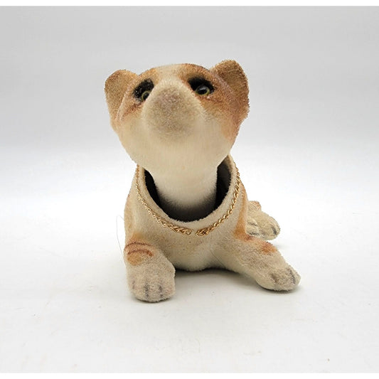 Vintage Flocked Nodding Head Tabby Cat