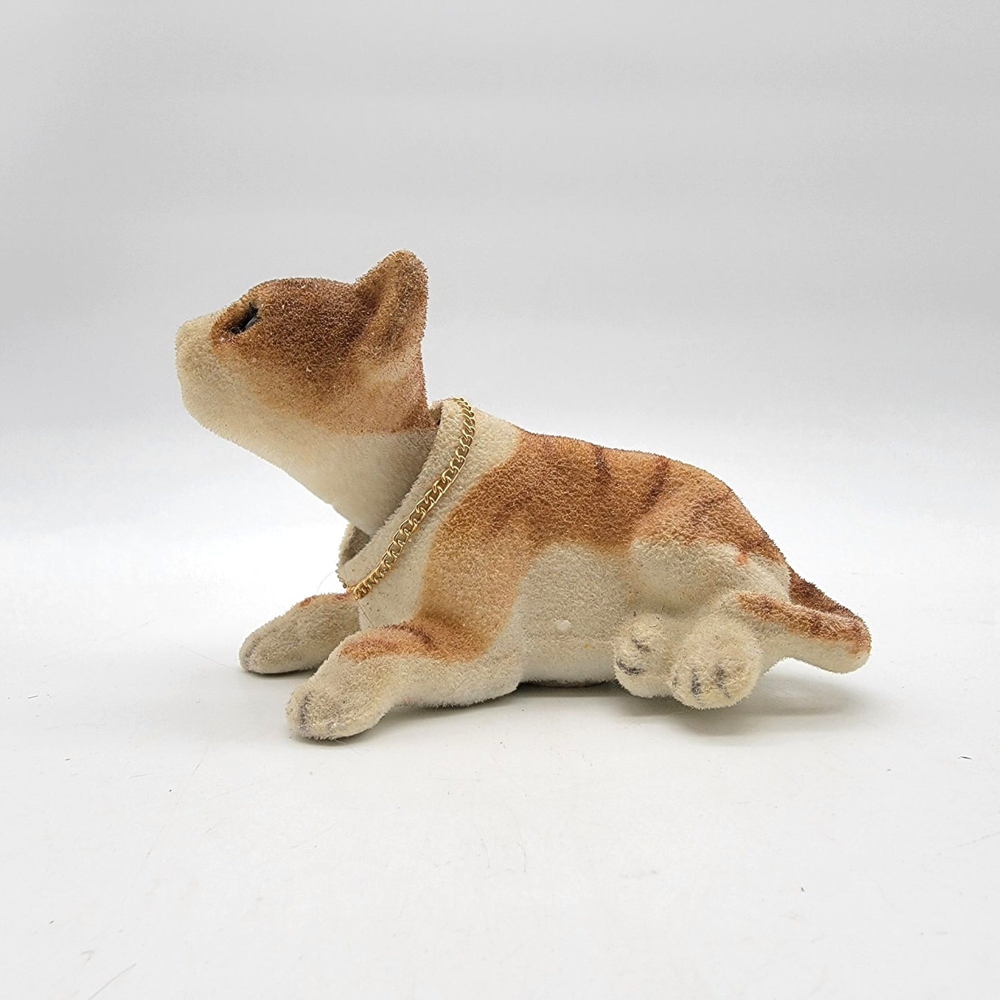 Vintage Flocked Nodding Head Tabby Cat