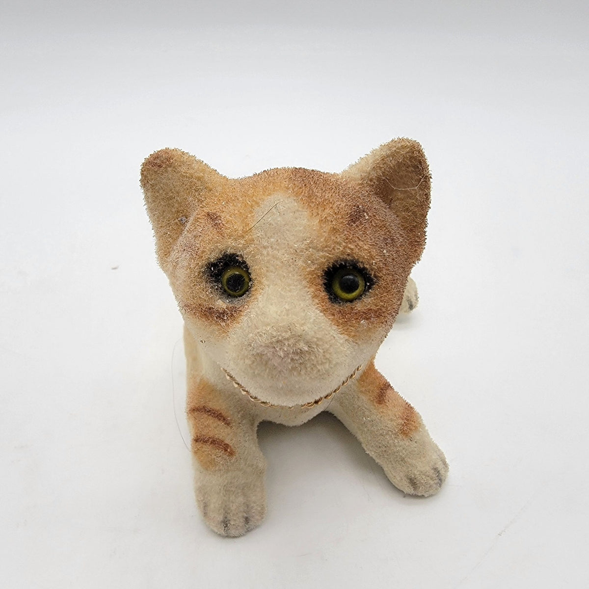 Vintage Flocked Nodding Head Tabby Cat