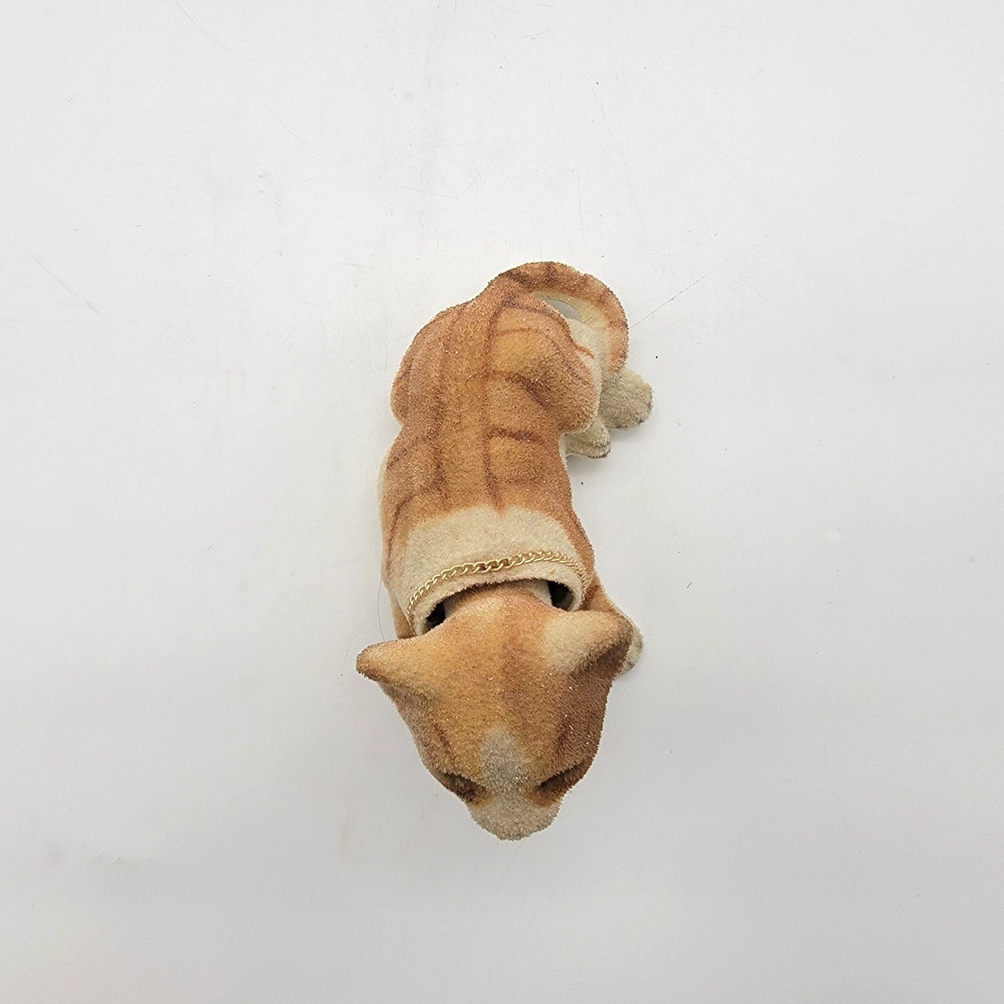 Vintage Flocked Nodding Head Tabby Cat
