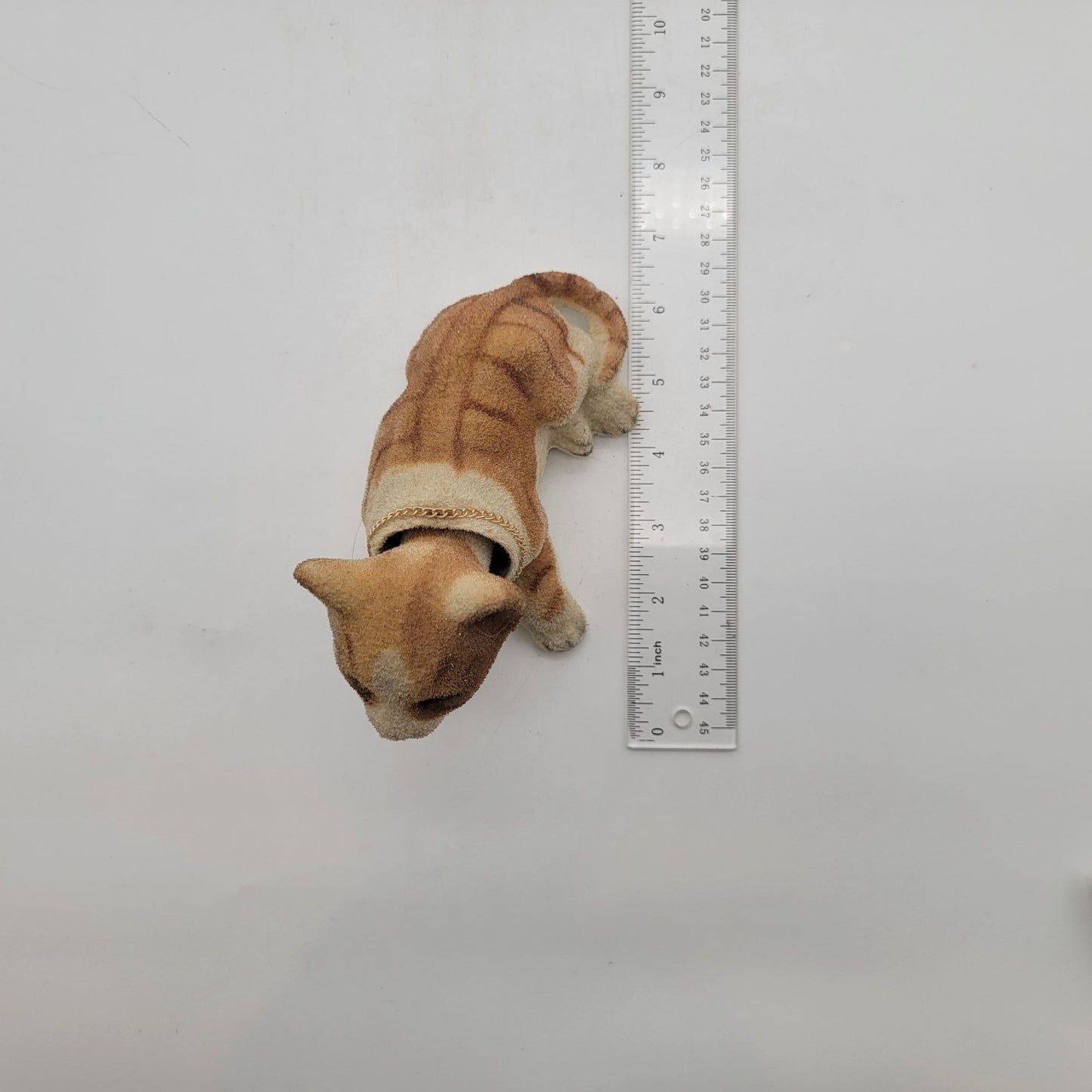 Vintage Flocked Nodding Head Tabby Cat