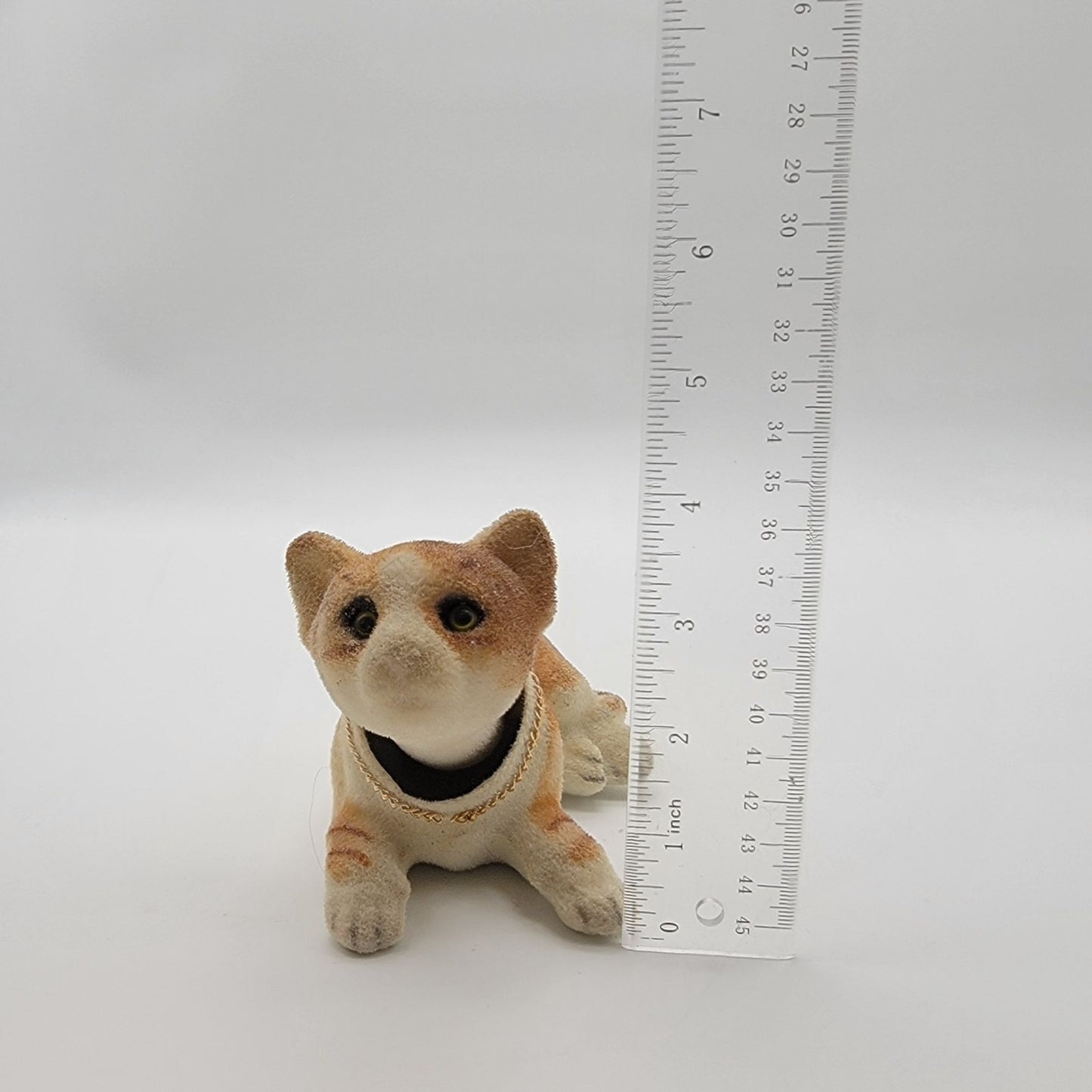 Vintage Flocked Nodding Head Tabby Cat