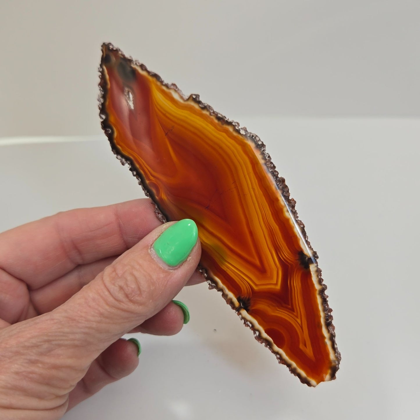 Natural Edge Banded Agate Slice Pendant