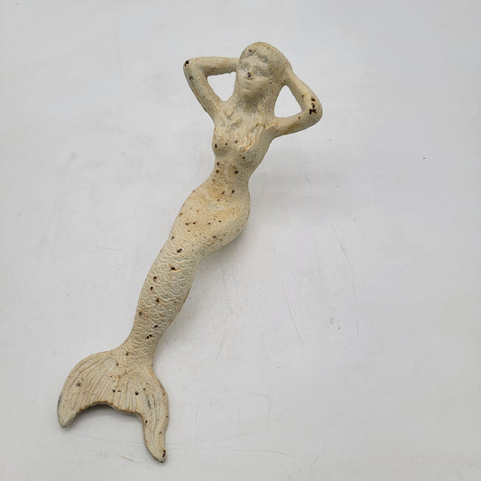 Vintage Cast Iron Mermaid Shelf Sitter Statue