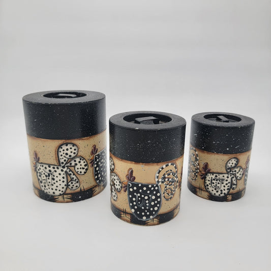 Vintage Chicken Nesting Tin Canister Set Of 3