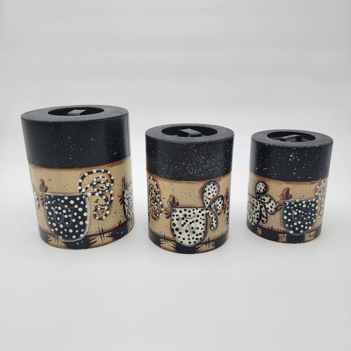 Vintage Chicken Nesting Tin Canister Set Of 3