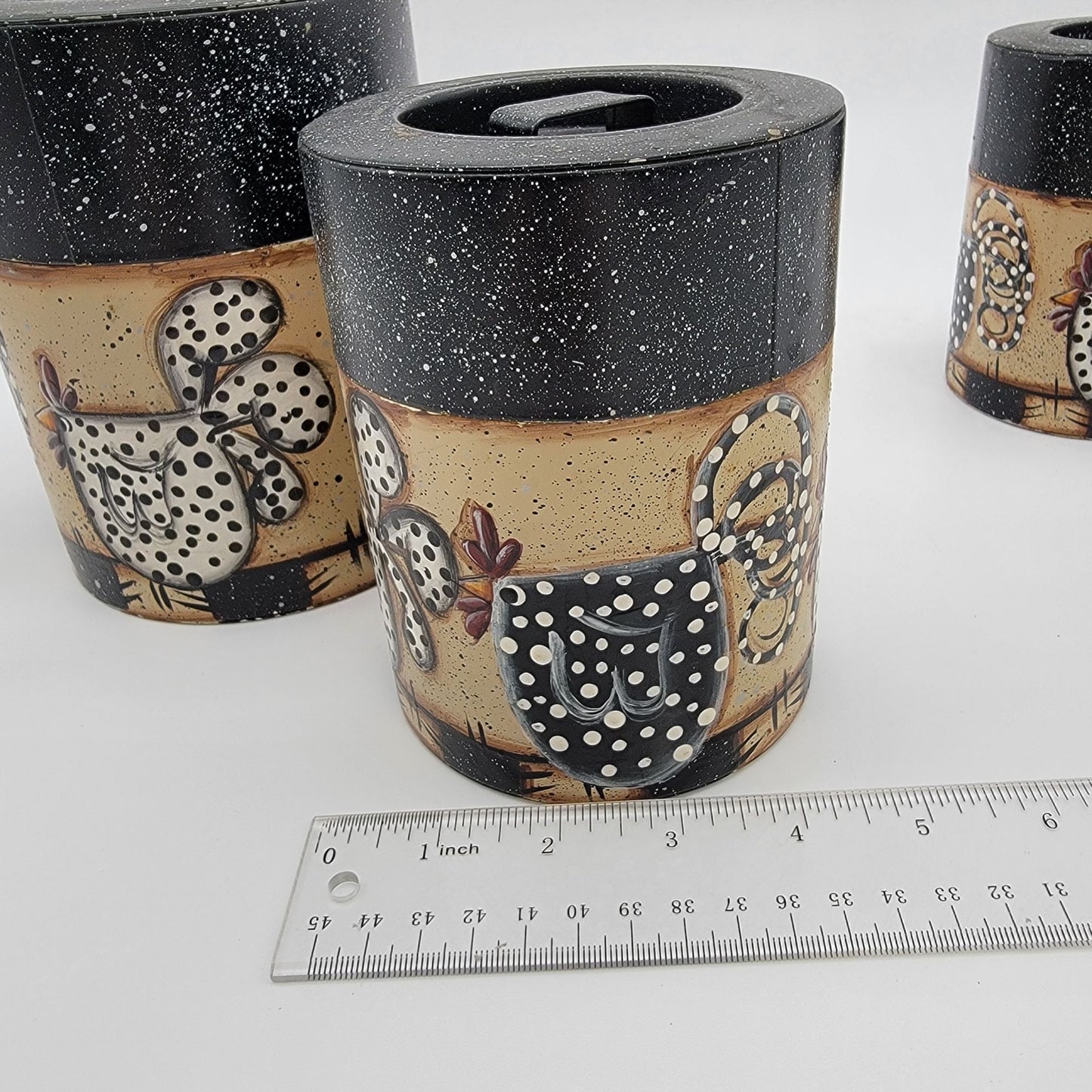 Vintage Chicken Nesting Tin Canister Set Of 3