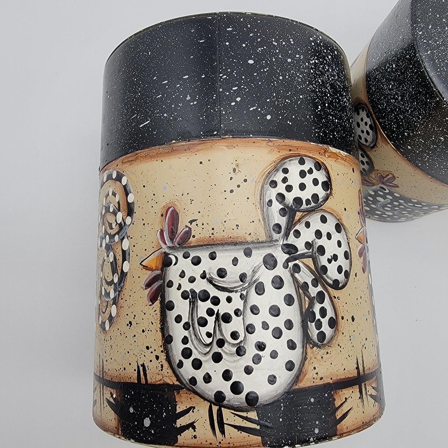 Vintage Chicken Nesting Tin Canister Set Of 3