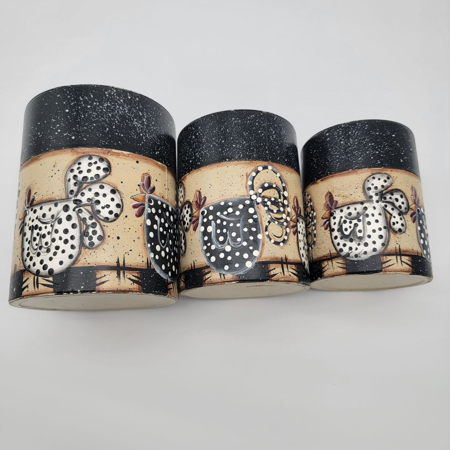 Vintage Chicken Nesting Tin Canister Set Of 3
