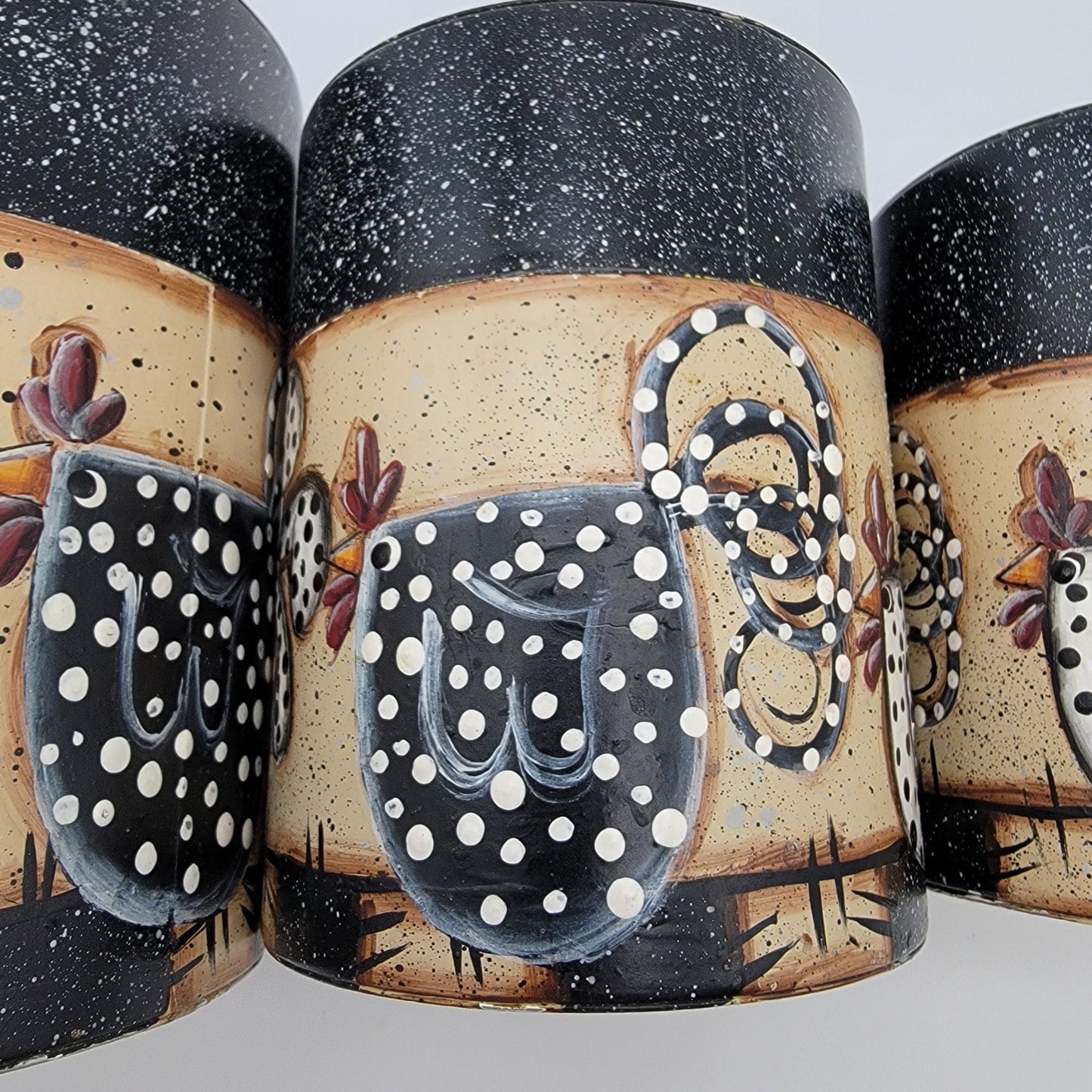 Vintage Chicken Nesting Tin Canister Set Of 3