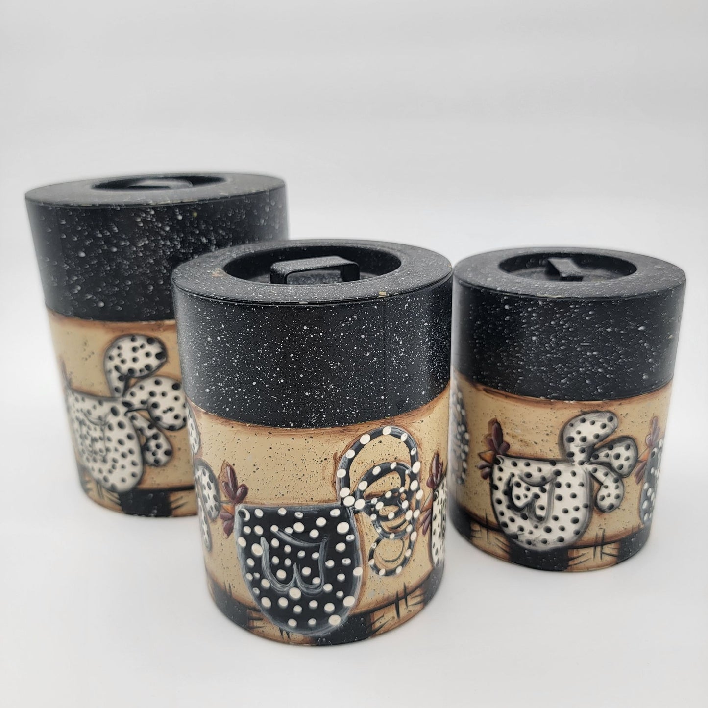 Vintage Chicken Nesting Tin Canister Set Of 3