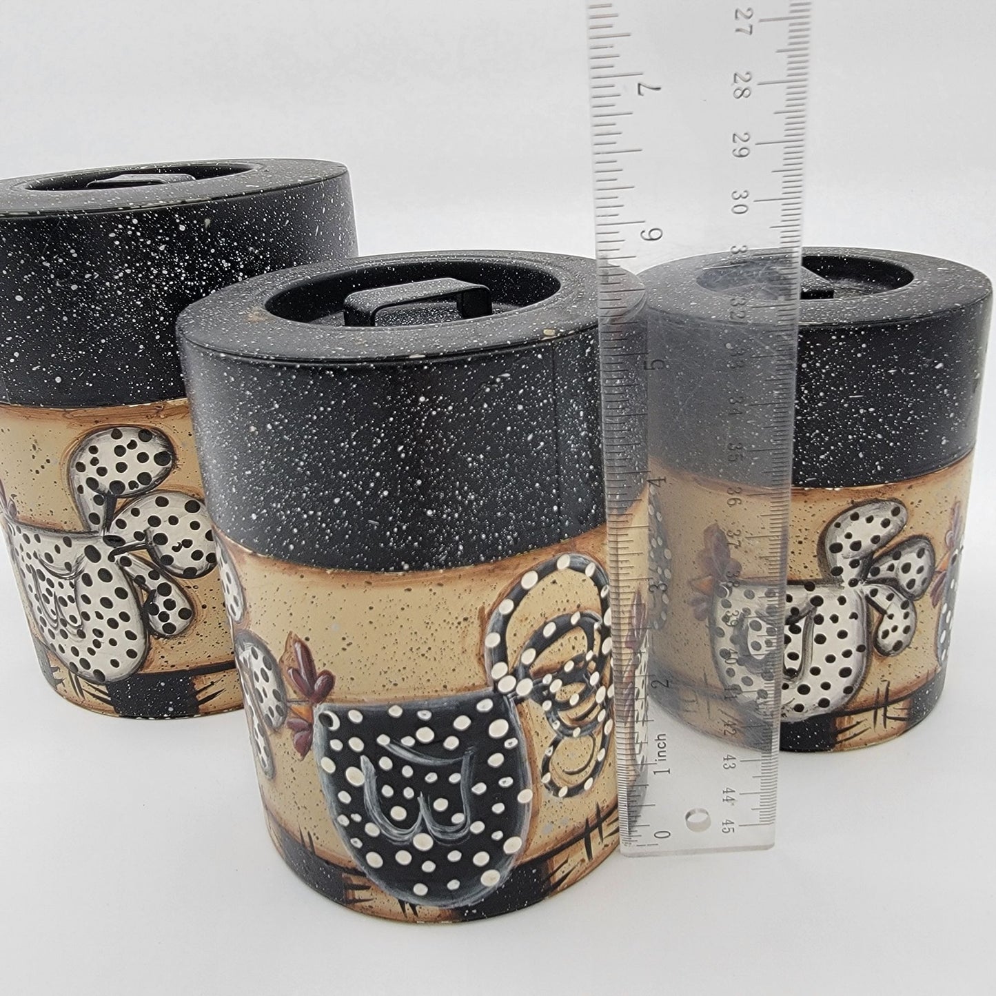 Vintage Chicken Nesting Tin Canister Set Of 3