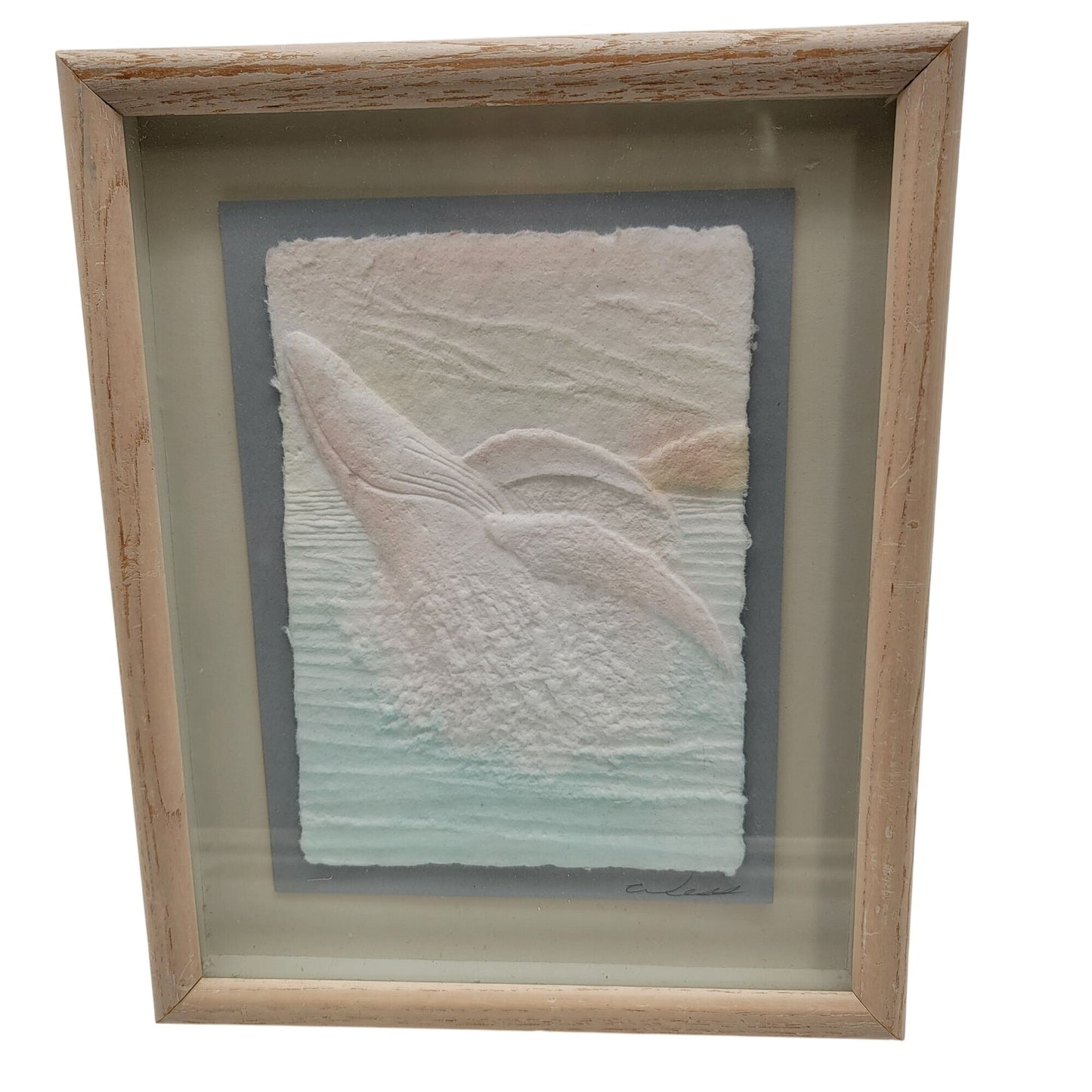 Framed Figi Graphics Humpback Whale Cast Paper Art By Wesley Smith