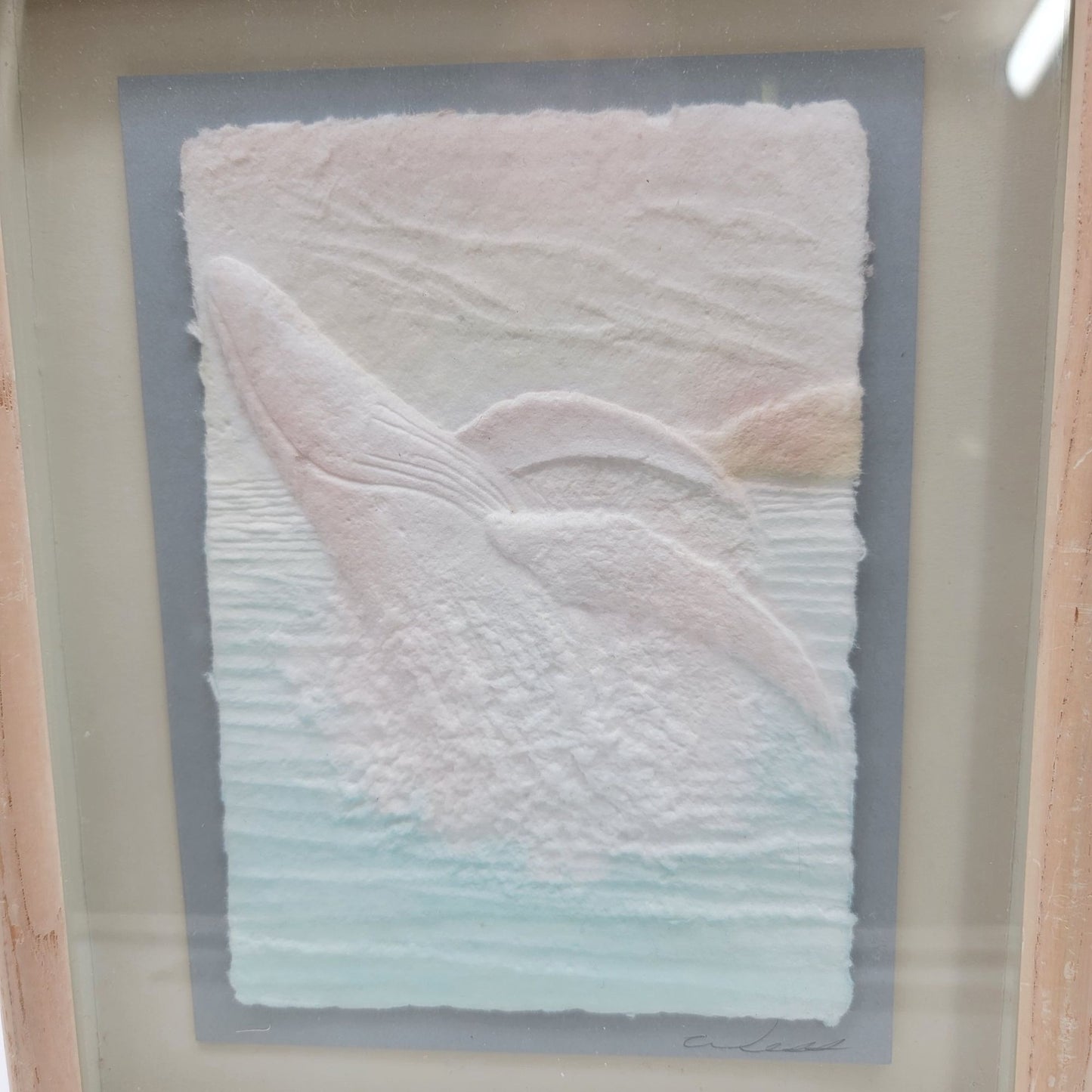 Framed Figi Graphics Humpback Whale Cast Paper Art By Wesley Smith