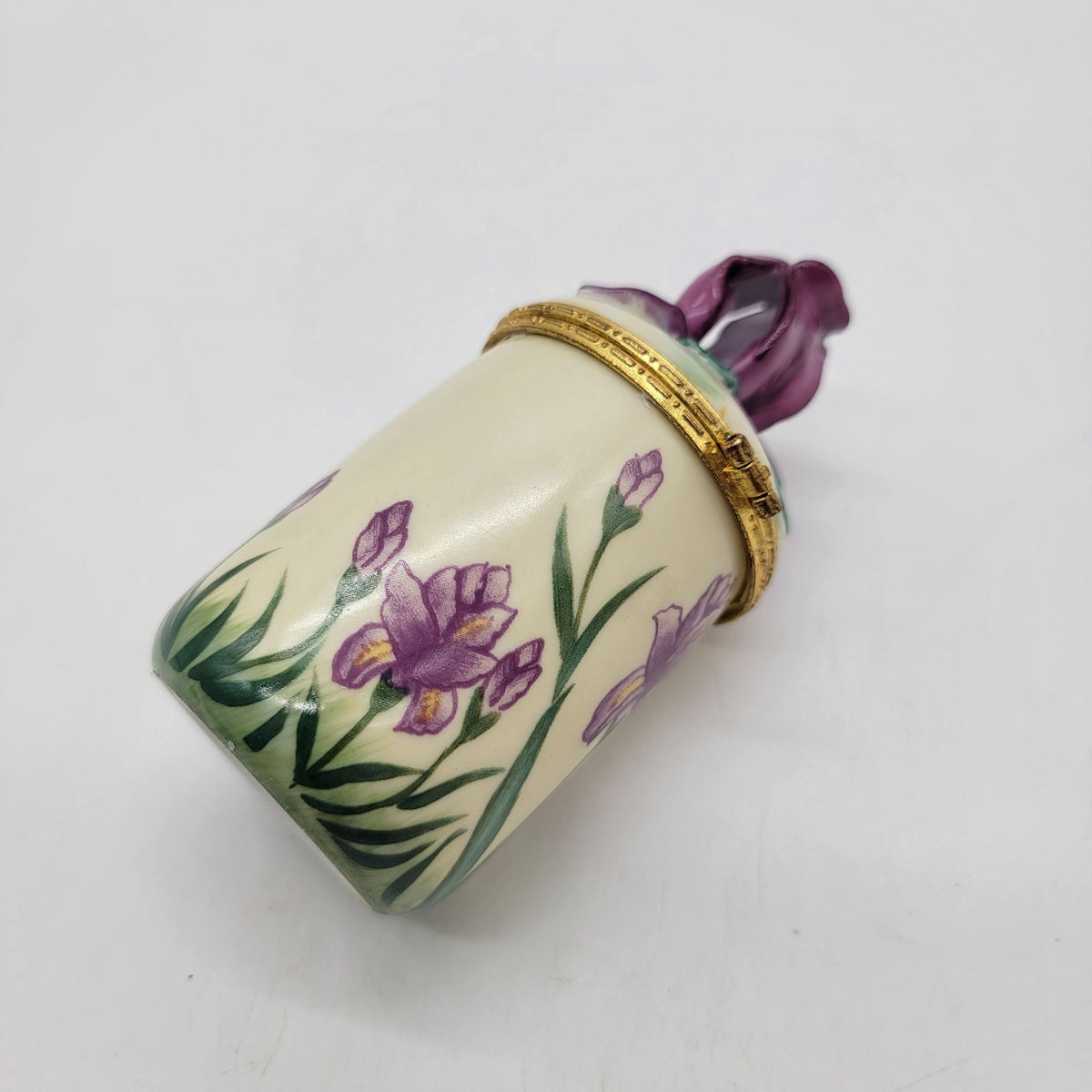 Vintage Bombay Co. Orchid Iris Flower Porcelain Trinket Box