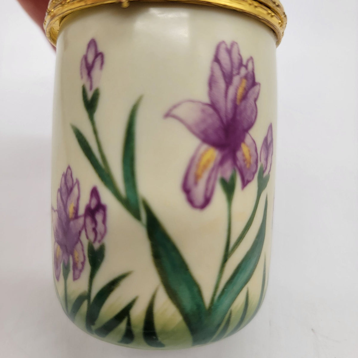 Vintage Bombay Co. Orchid Iris Flower Porcelain Trinket Box