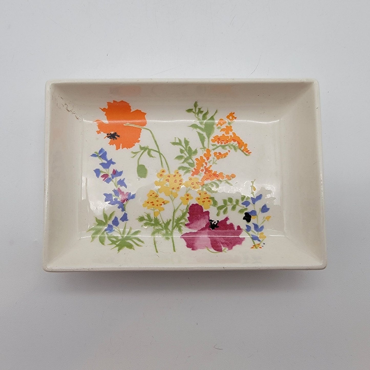 Vintage Elizabeth Arden Floral Trinket Dish Poppy Pattern