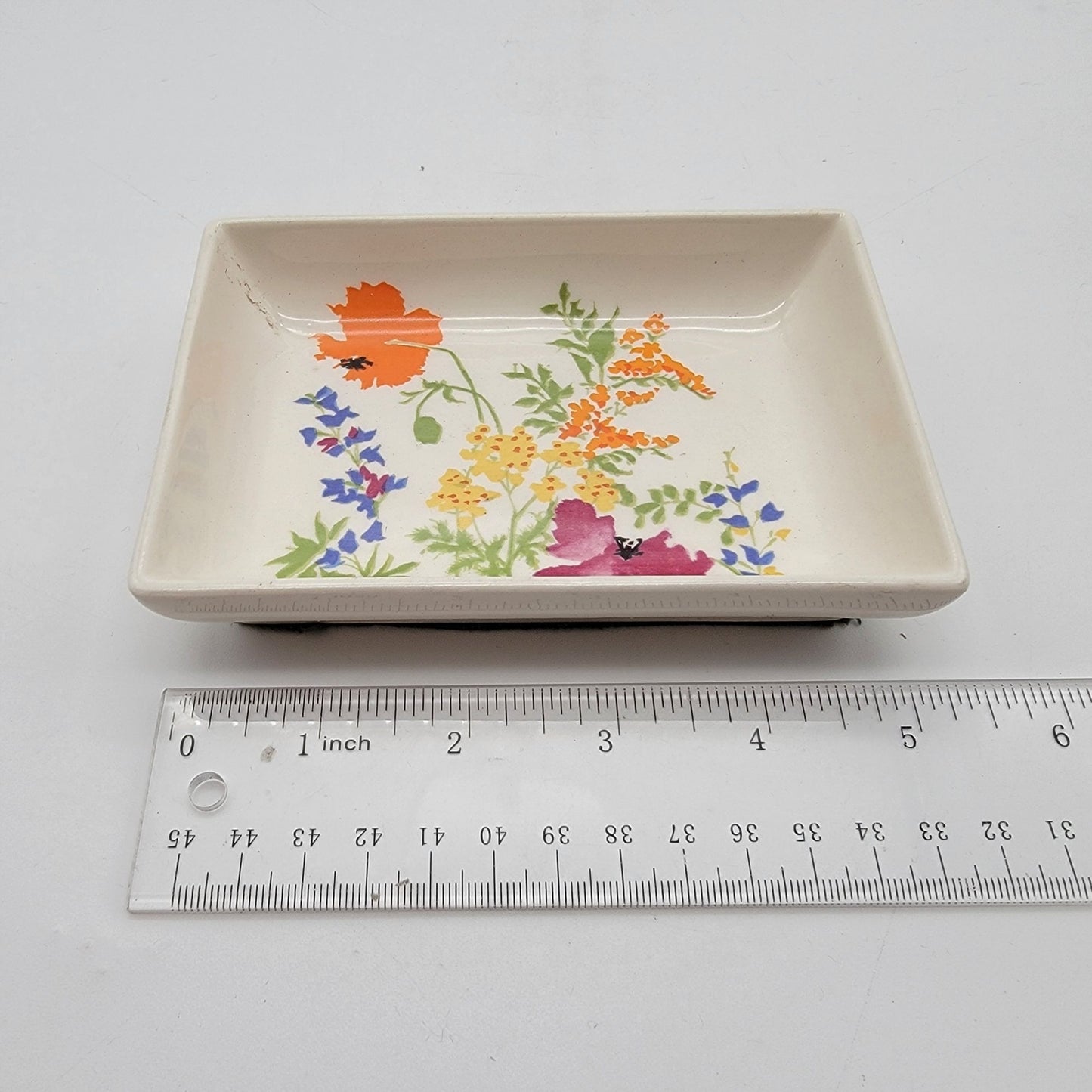 Vintage Elizabeth Arden Floral Trinket Dish Poppy Pattern