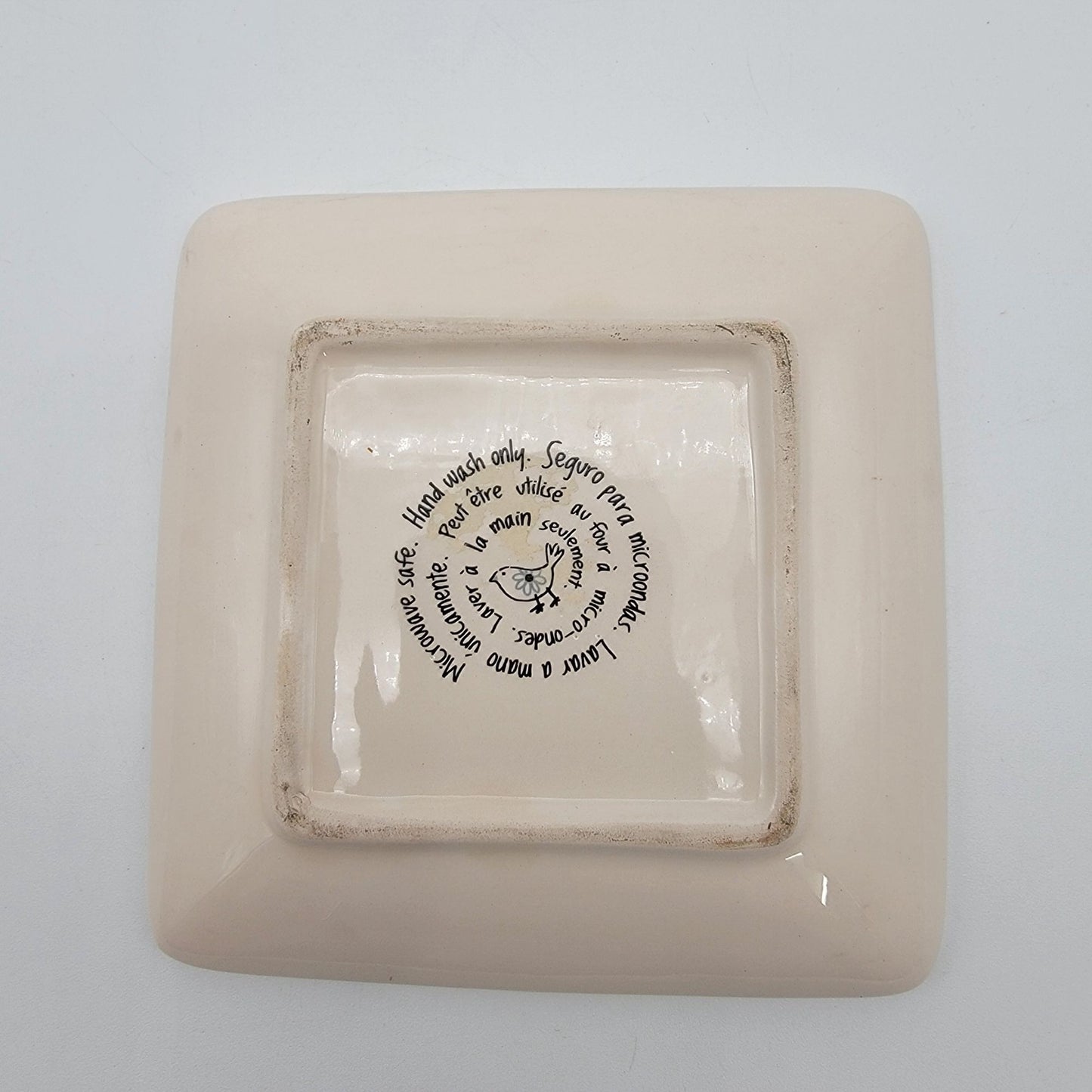 Anthropologie Rooster  Square Dish Orange & Yellow