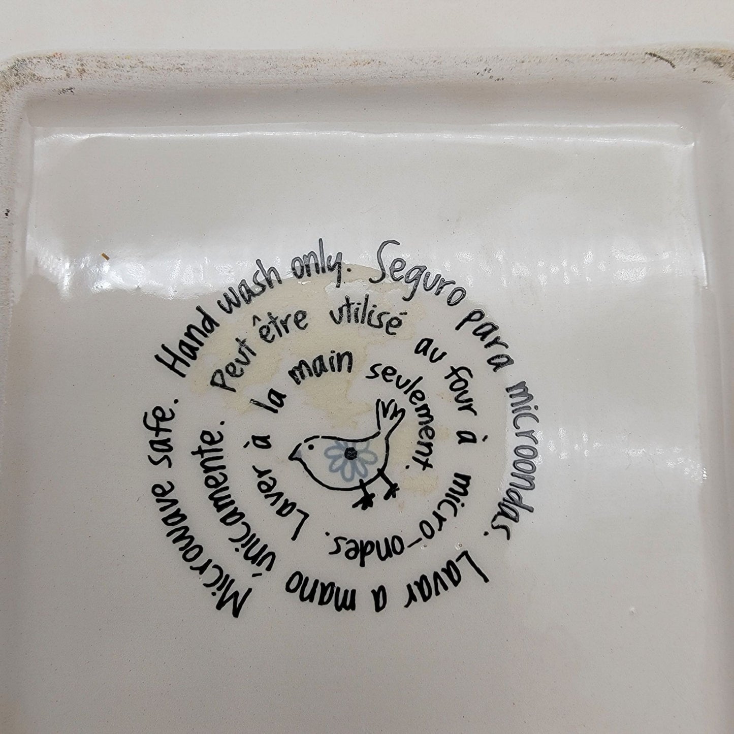 Anthropologie Rooster  Square Dish Orange & Yellow