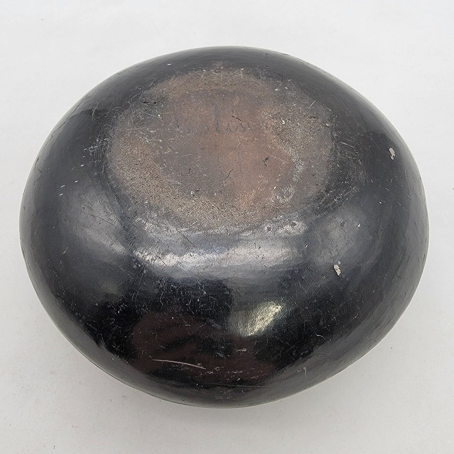 Native American San Ildefonso Pueblo Black On Black Art Pottery Bowl