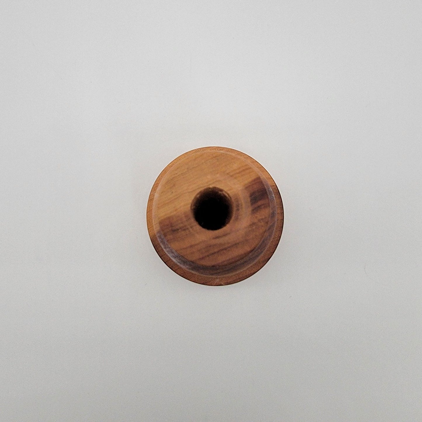 Vintage Hand-Turned Marquetry Wood Candle Holder