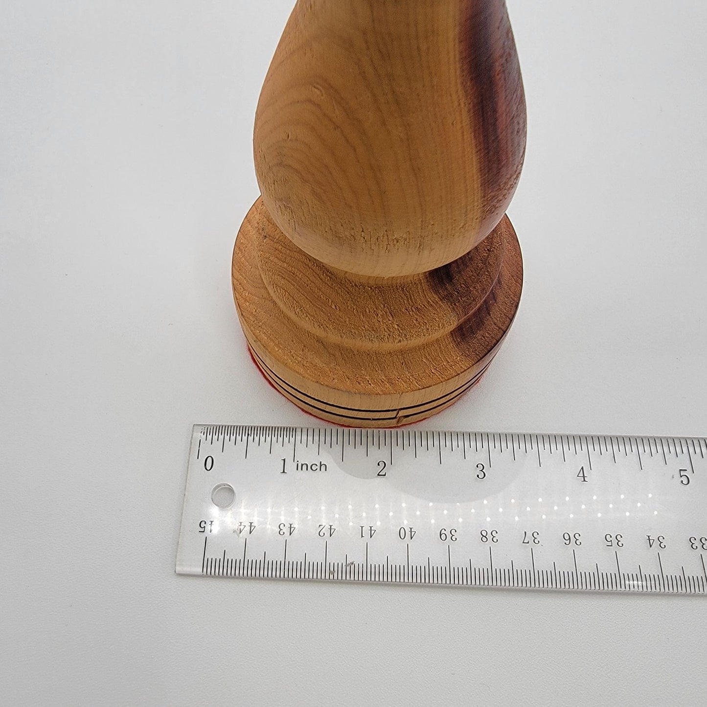 Vintage Hand-Turned Marquetry Wood Candle Holder