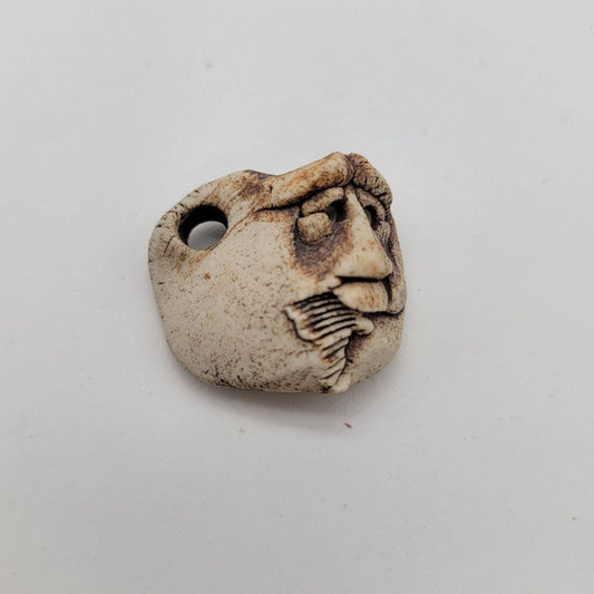 Stoneware Face Bead Rustic Artisan Craft Supply Handcrafted 1-Inch