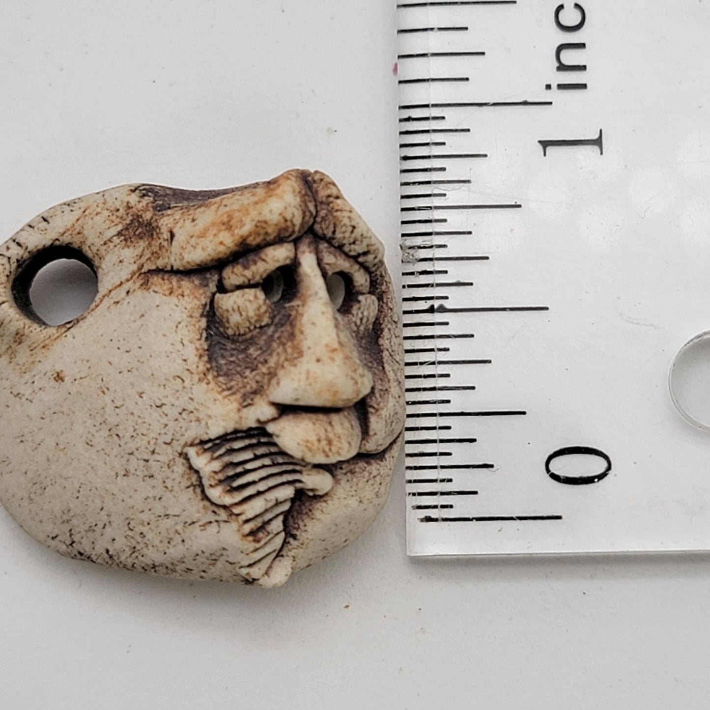 Stoneware Face Bead Rustic Artisan Craft Supply Handcrafted 1-Inch