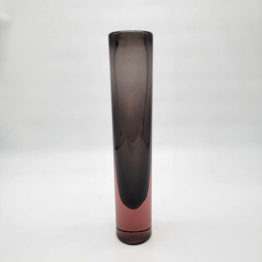 Mid Century Art Glass Vase  Ombre Pink & Smokey Gray