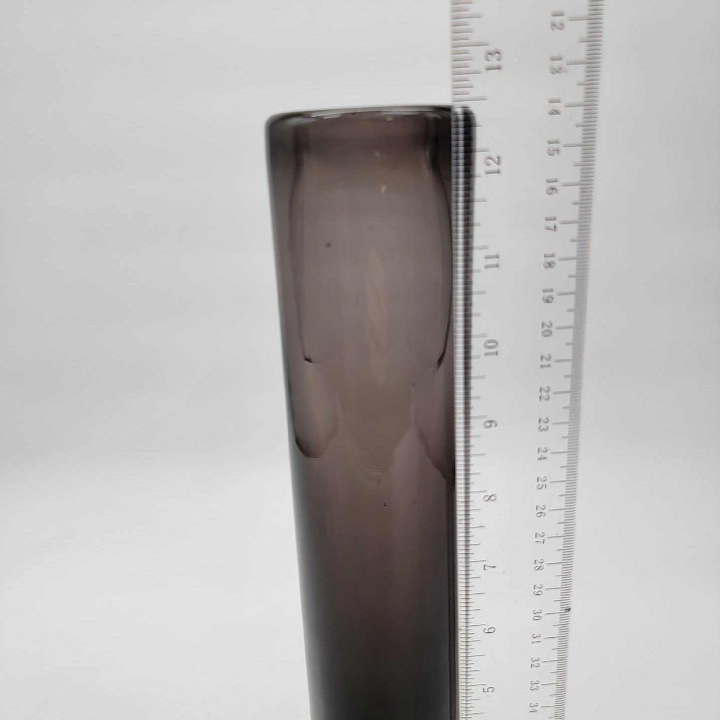 Mid Century Art Glass Vase  Ombre Pink & Smokey Gray