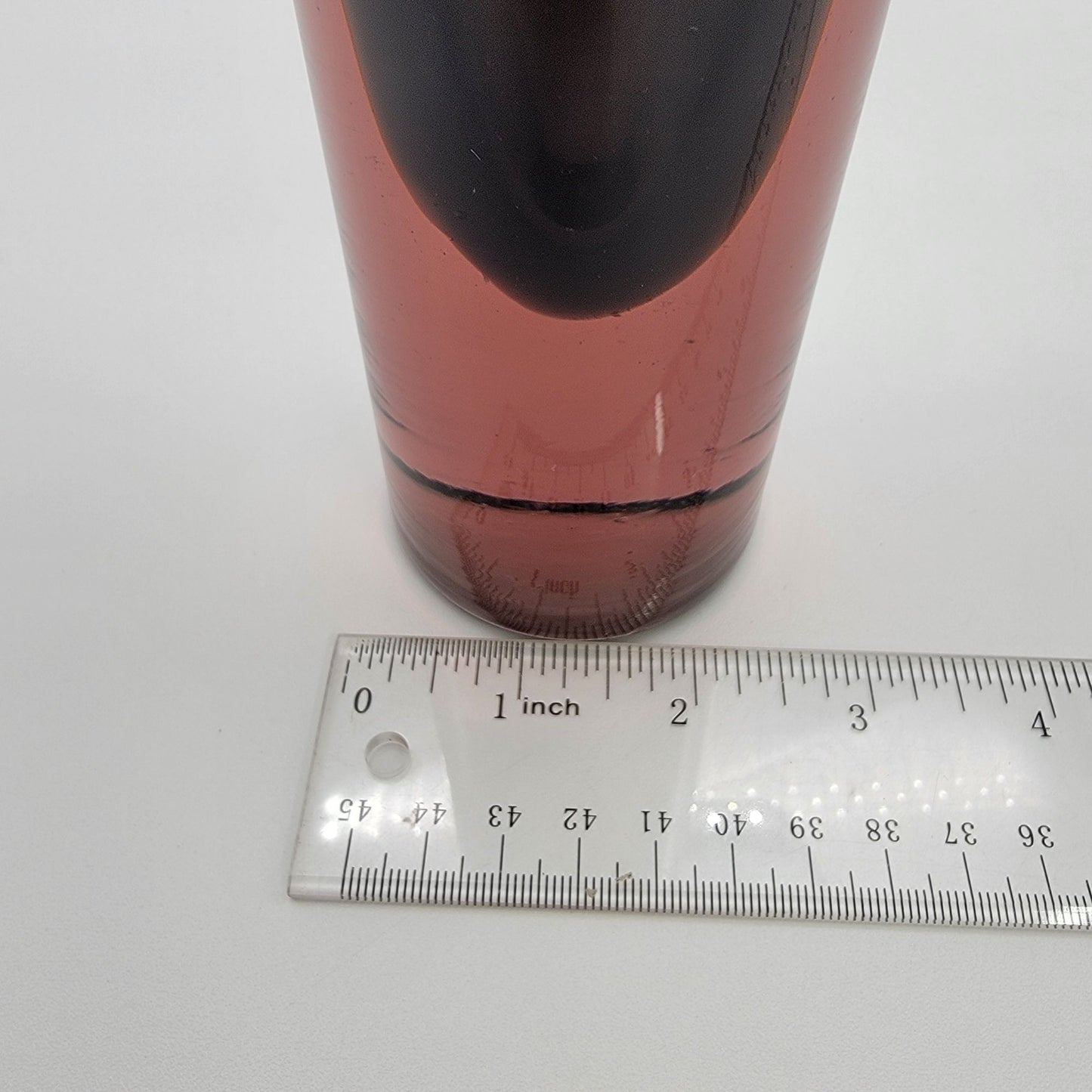 Mid Century Art Glass Vase  Ombre Pink & Smokey Gray