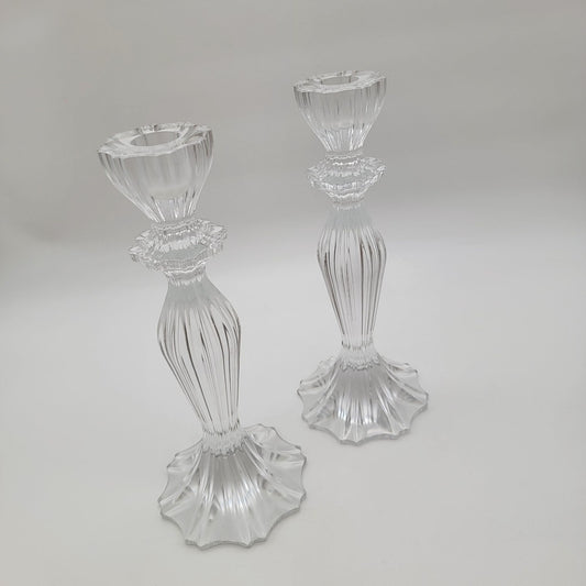 Pair Of Vintage Shannon Crystal Triumph Candlesticks