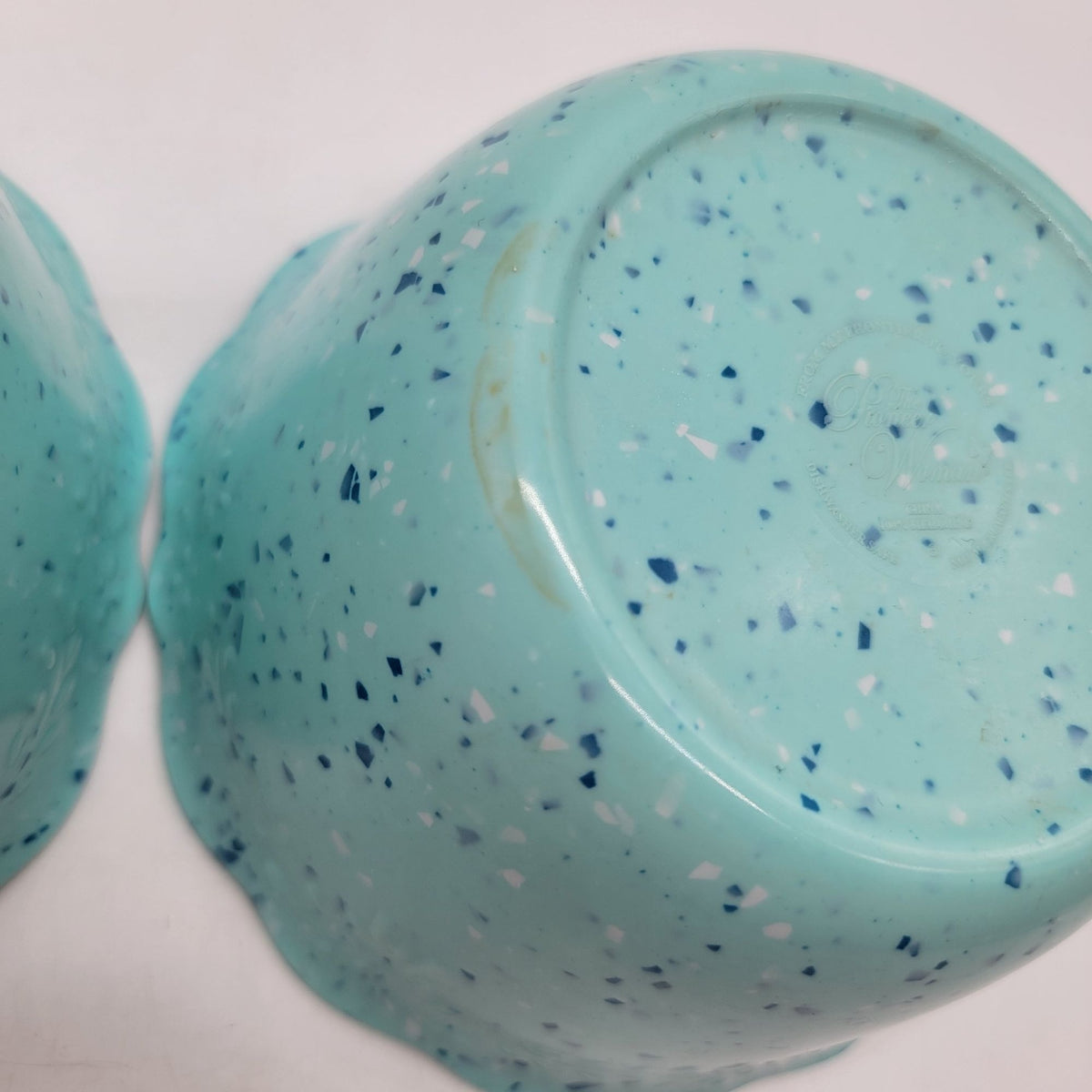 Pioneer Woman Juliette Melamine Bowls Set Of 2 Teal Blue Speckled
