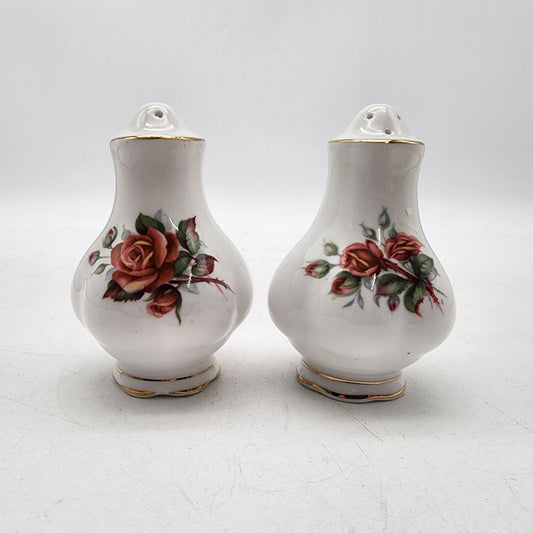 Vintage Royal Albert Centennial Rose Pattern Porcelain Salt & Pepper Shakers