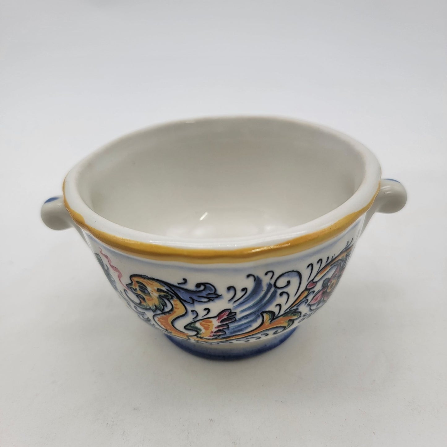 Hall Pottery Raffaellesco Dragon Ironstone Double Handle Bowl 2582