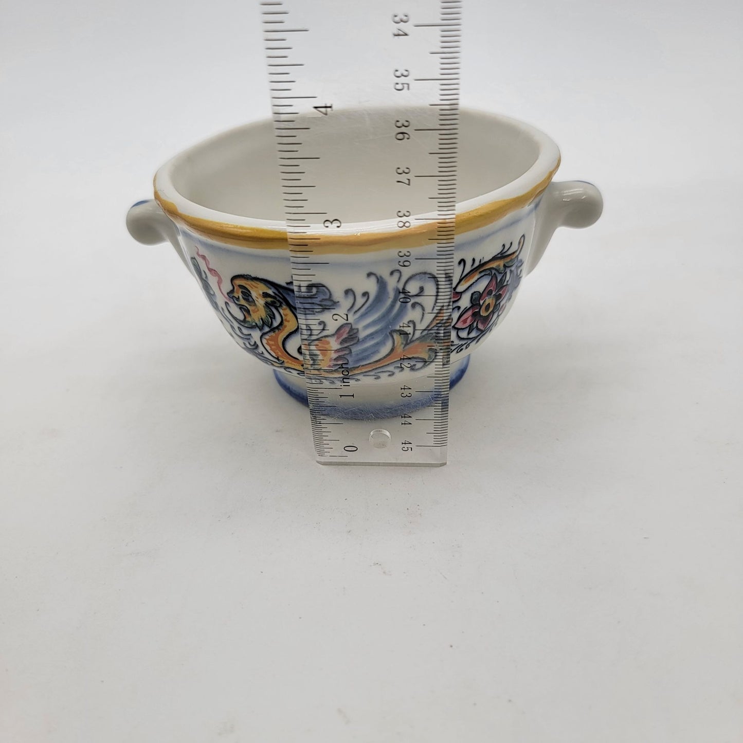 Hall Pottery Raffaellesco Dragon Ironstone Double Handle Bowl 2582