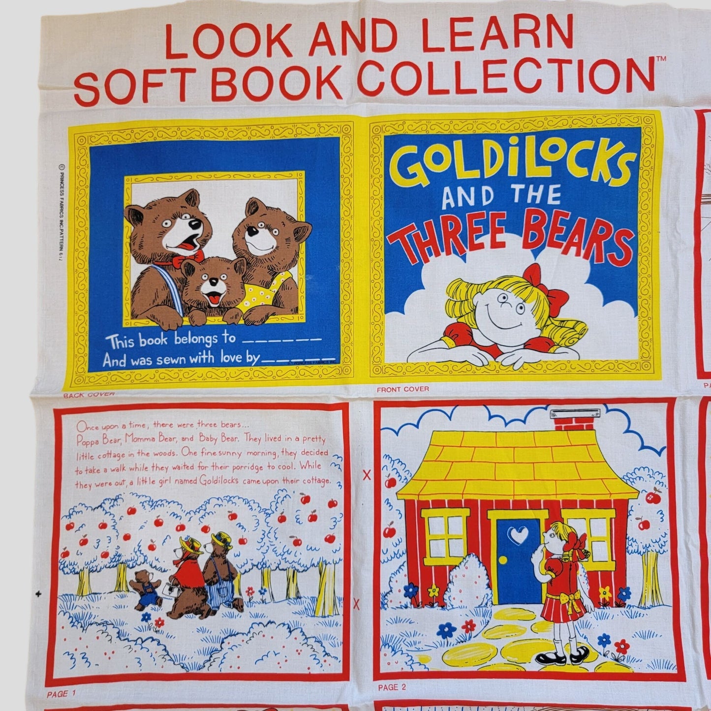 Look & Learn Soft Book Fabric Panel Goldilocks & The Three Bears