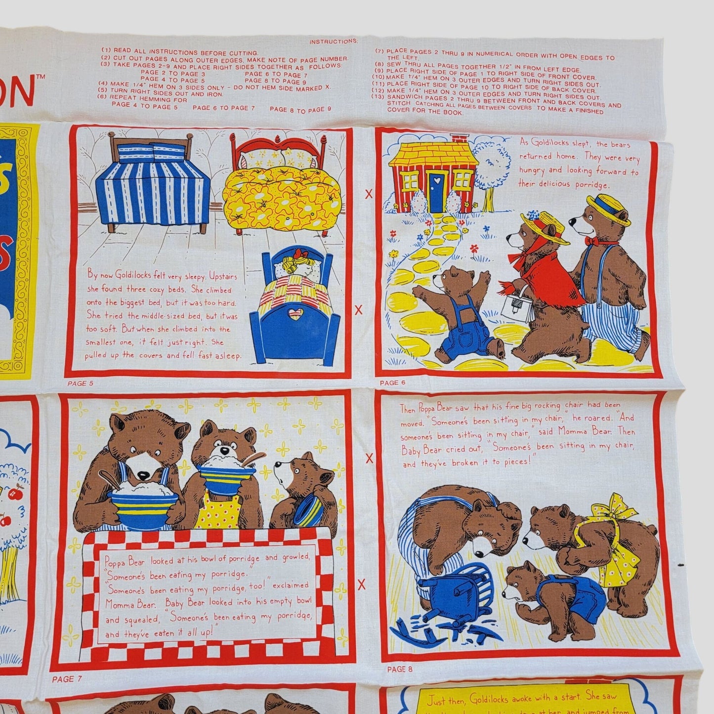 Look & Learn Soft Book Fabric Panel Goldilocks & The Three Bears