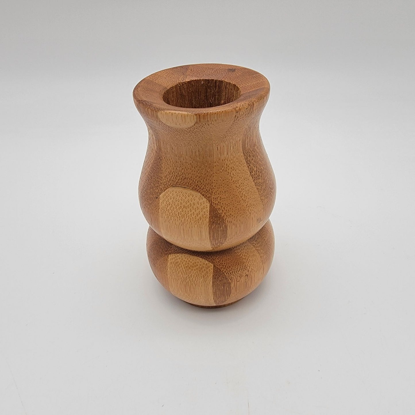 Hand-Turned Marquetry Miniature Wood Vase