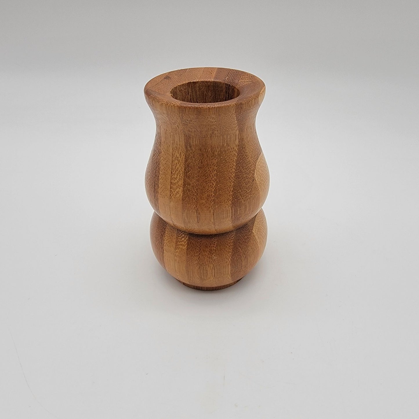 Hand-Turned Marquetry Miniature Wood Vase