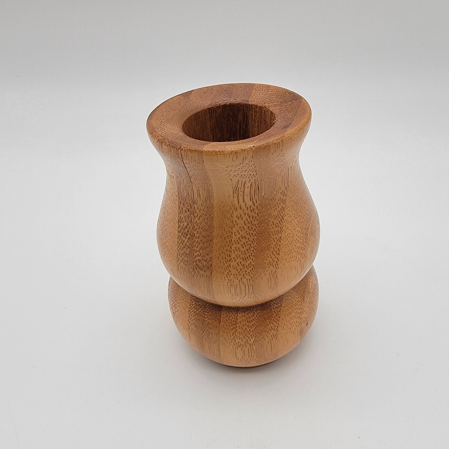 Hand-Turned Marquetry Miniature Wood Vase