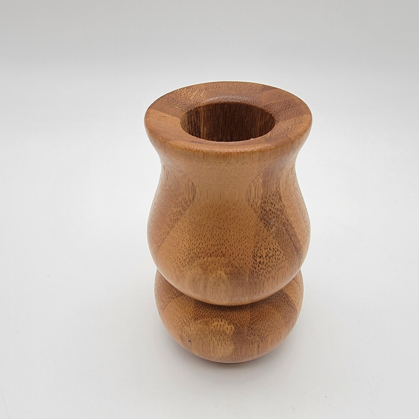 Hand-Turned Marquetry Miniature Wood Vase