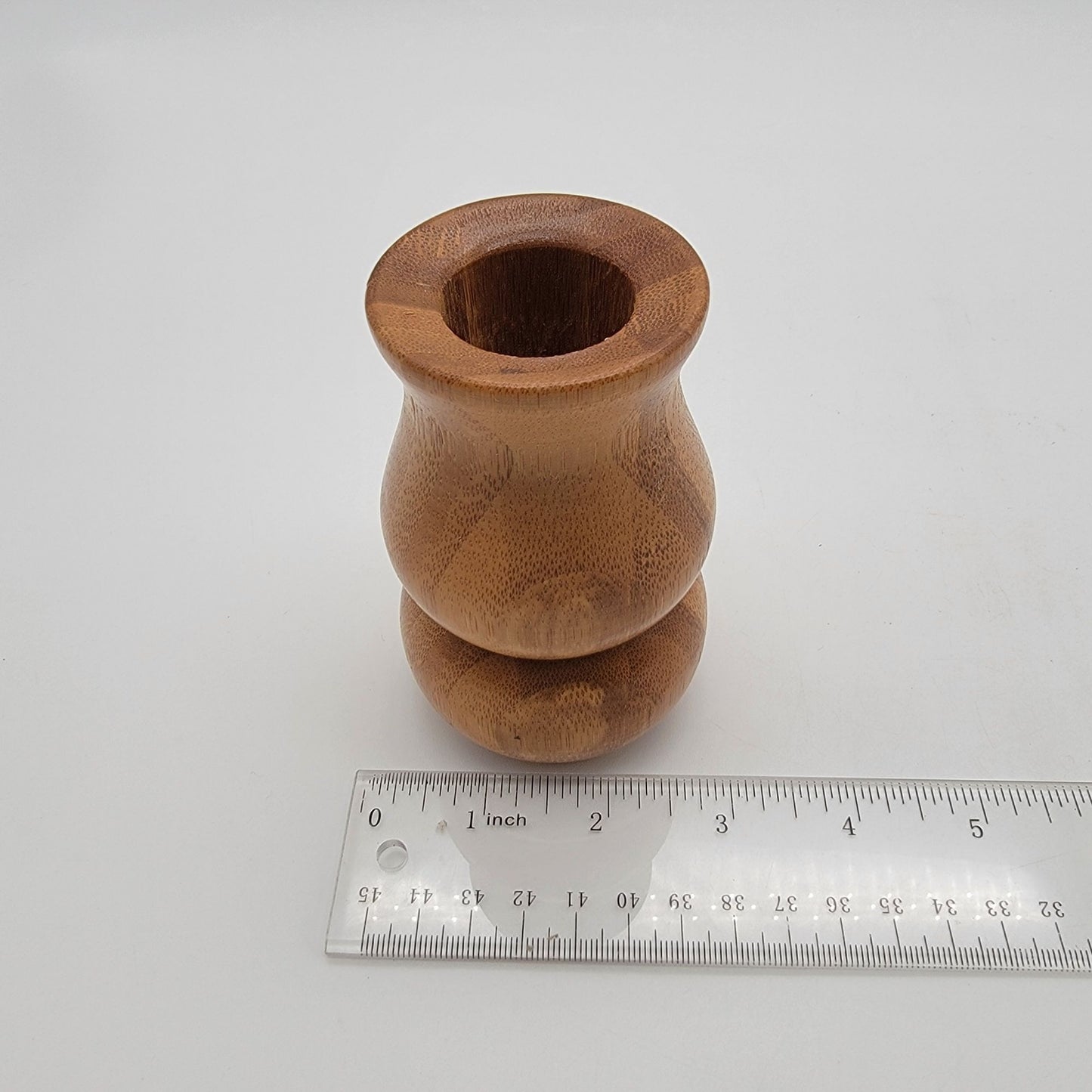Hand-Turned Marquetry Miniature Wood Vase