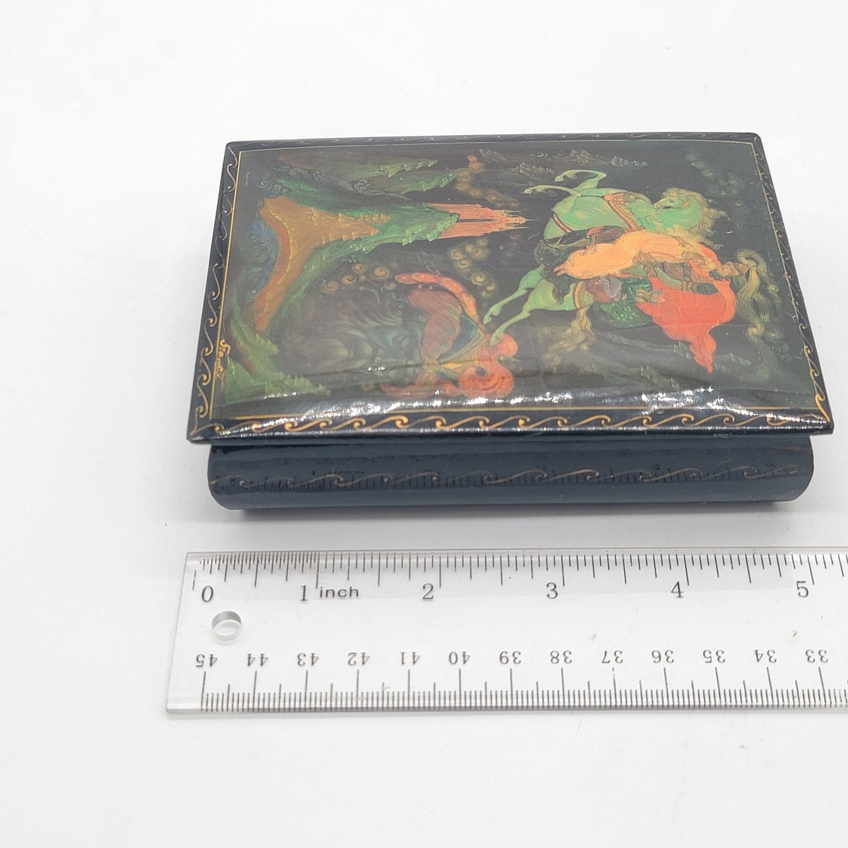 Vintage Kholui Russian Lacquer Box Ruslan & Ludmila Scene