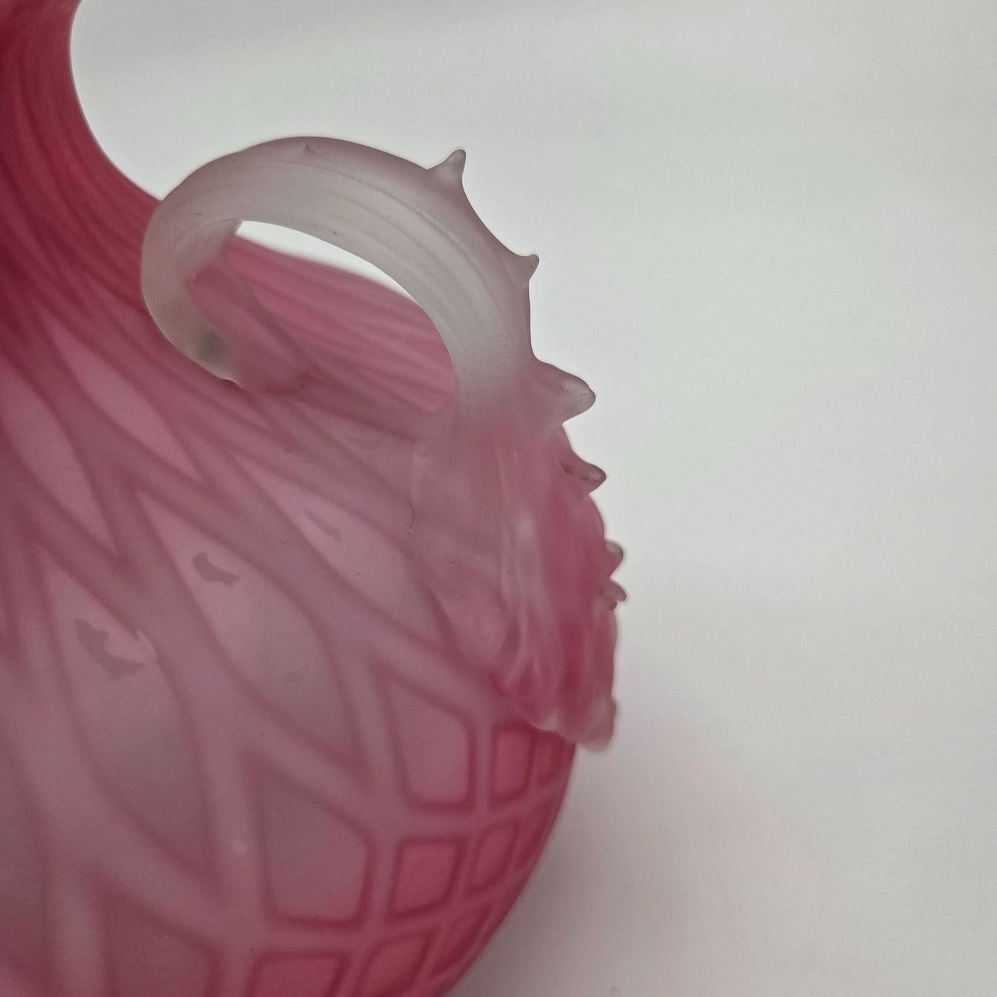 Victorian Pink Cased Satin Glass Vase Diamond Quilt