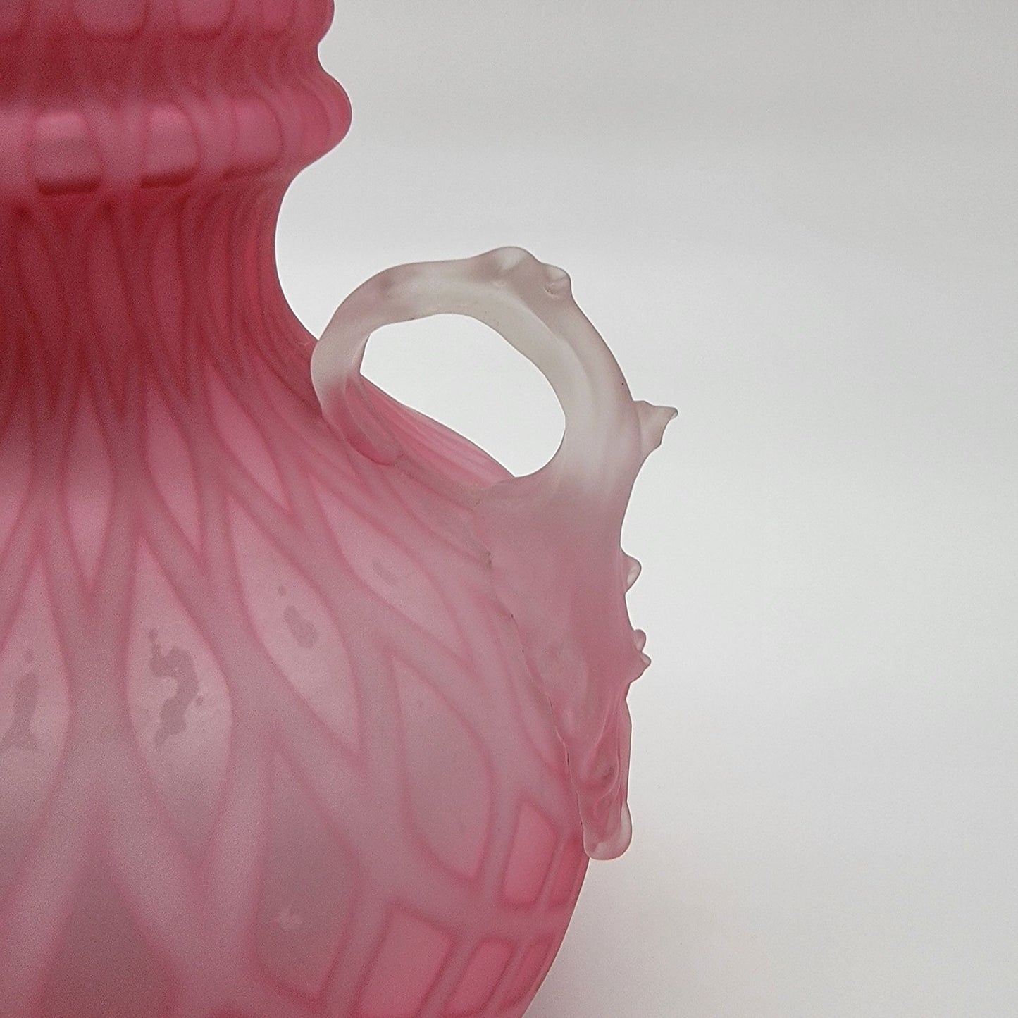 Victorian Pink Cased Satin Glass Vase Diamond Quilt